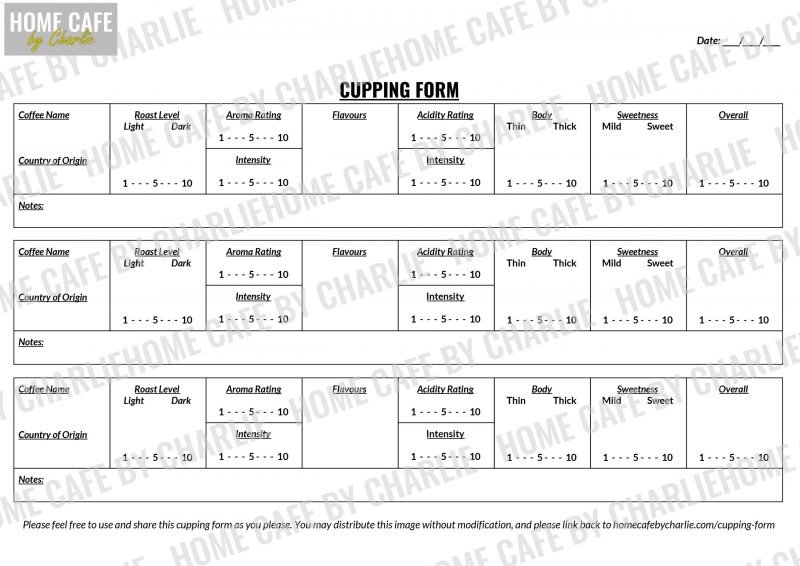 Coffee cupping form